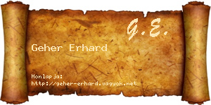 Geher Erhard névjegykártya